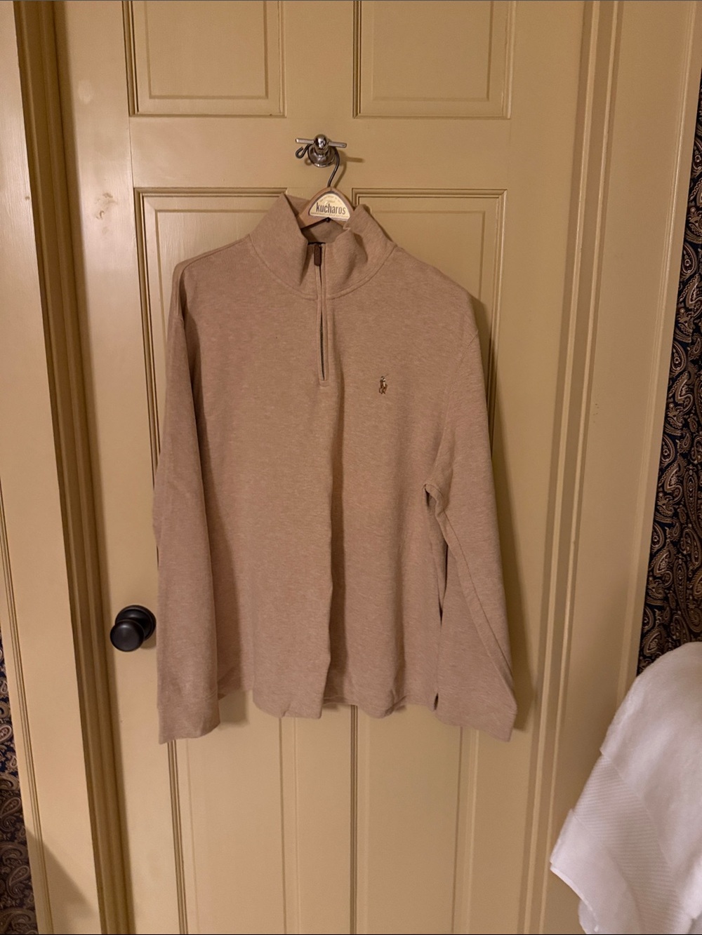 Polo by Ralph Lauren Tan Quarter-Zip Turtleneck Sweater